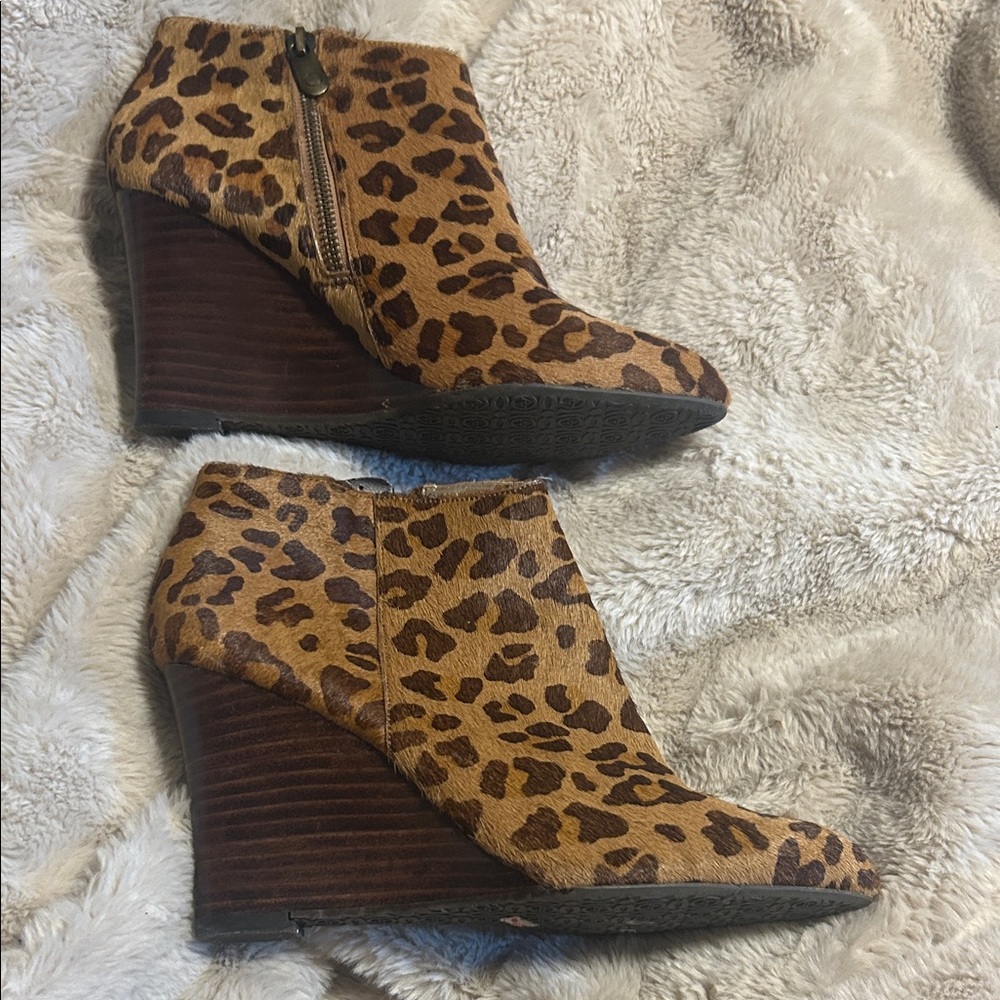 Adrienne Vittadini Leopard Print Wedge Boots